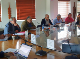 De gauche à droite : messieurs Marc ZEISEL, Yves GOYETCHE, Jean-Louis d’ANGLEBERMES; Gaston POIROI, Jacques LOQUET, Pascale DALY, Christian ROCHE,Christine POËLLABAUER, Robert LAKALAKA, Arnaud BONDOUX, et madame Rozanna ROY