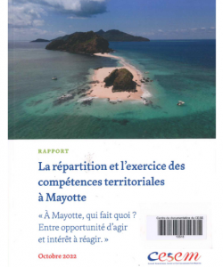 Nouveauté du centre de documentation: la répartition et l'exercice des compétences territoriales à Mayotte.