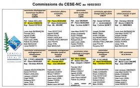 Tableau des commissions au 16 février 2023.