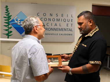Jean-Louis d'Anglebermes accueille Milakulo Tukumuli : président du gouvernement de la Nouvelle-Calédonie.